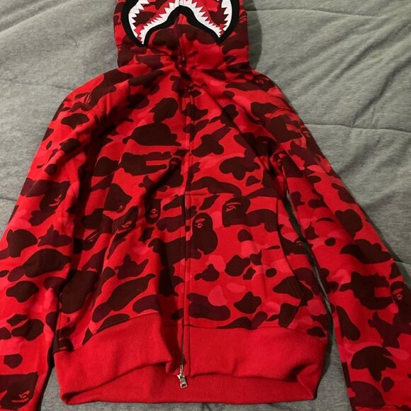 Bape Red Camo Zip Up Hoodie